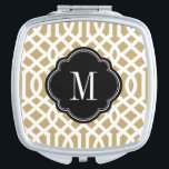 Black and Gold Trellis Monogram Makeup Mirror<br><div class="desc">Stylish modern travel compact mirror features a cute preppy trellis pattern. Personalize it with your monogram or other custom text in a chic quatrefoil frame. Click Customize It to add your own text and images or change text fonts and colours to create a unique one of a kind design.</div>