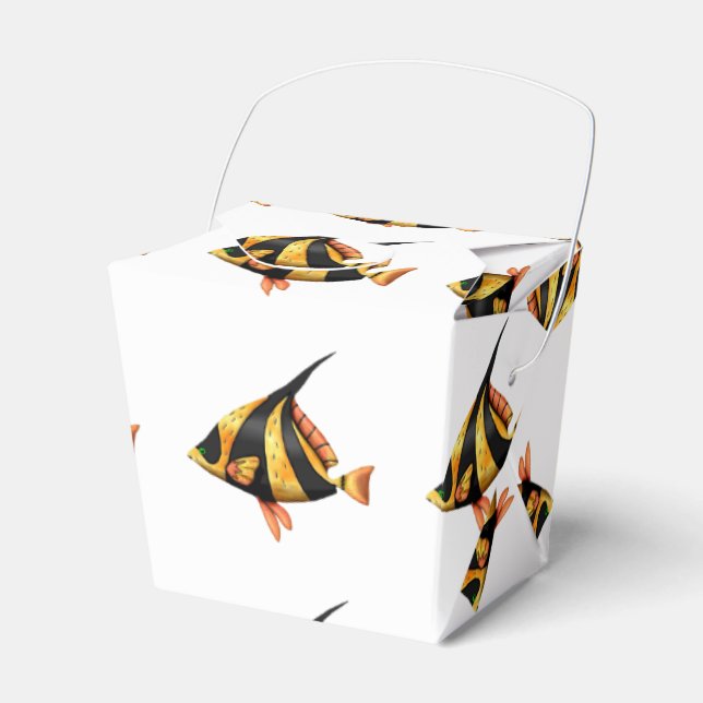 Black and gold tropical angle fish favor box (Front Side)