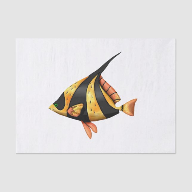 Black and gold tropical angle fish tissue paper (Front)