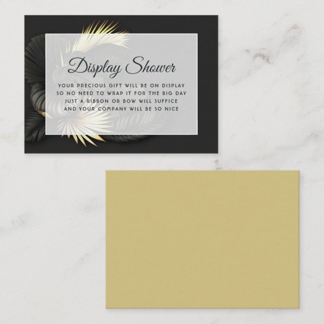 Black and Gold Tropical Bridal Shower Display Enclosure Card (Front/Back)