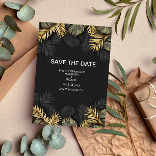 Black and Gold Tropical Destination Wedding  Save  The Date