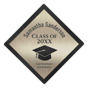 Black and Gold Typography Class of 2022 and School Graduation Cap Topper