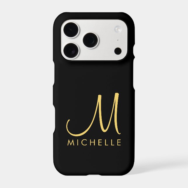 Black And Gold Typography Monogram Name Custom (Back)