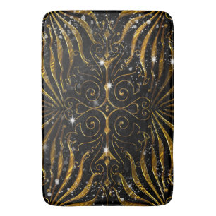 Black and Gold Victorian Sparkle Bath Mat