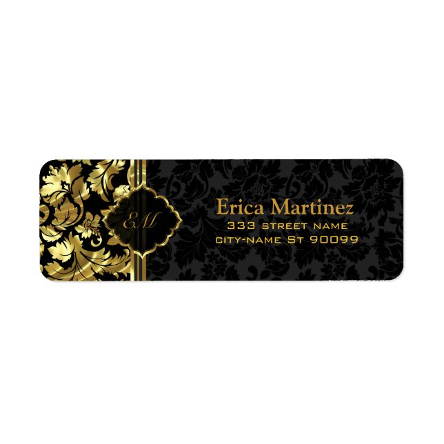 Black And Gold Vintage Floral Damasks (Front)
