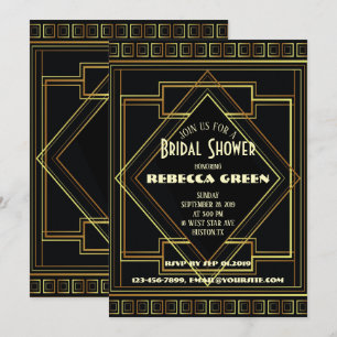 Black and Gold vintage Great Gatsby bridal shower Invitation
