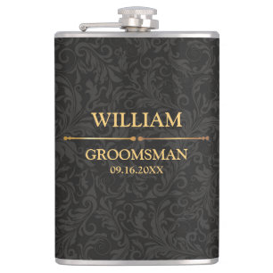 Black and Gold Vinyl Wrapped Flask