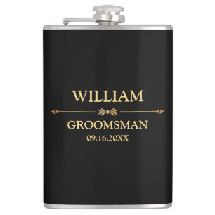 Black and Gold Vinyl Wrapped Hip Flask