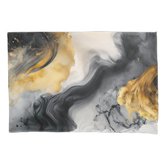 Black and Gold Watercolor Marble Pillowcase