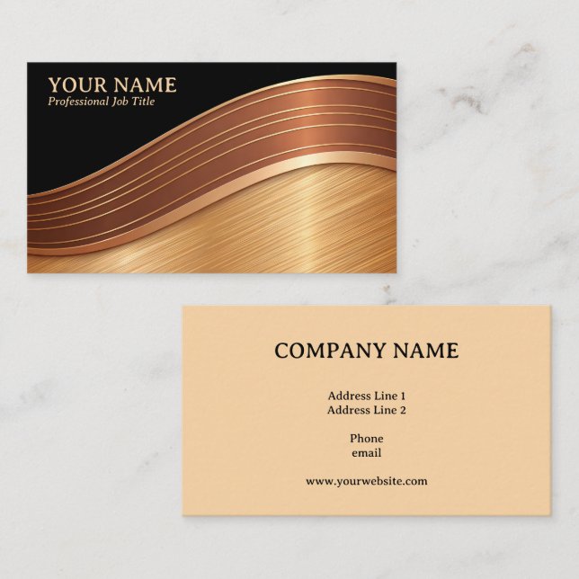 Black and Gold Wave Generic Adaptable Business Card (Front/Back)