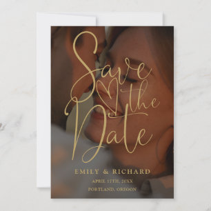 Black And Gold Wedding 2 Photo Elegant Script Save The Date