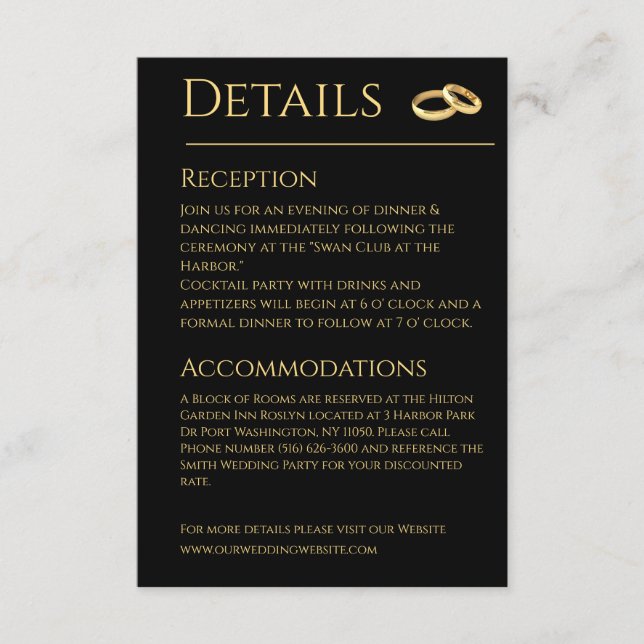 Black and Gold-Wedding- Enclosure Card (Front)
