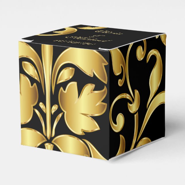 Black and Gold Wedding Favours Box (Front Side)