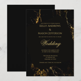 Black and Gold Wedding Invitation