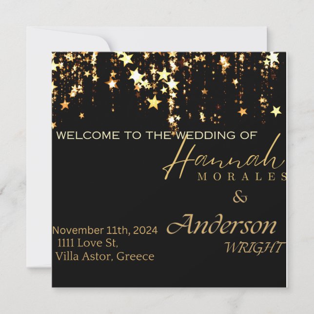 Black and Gold Wedding Invitation (Front)