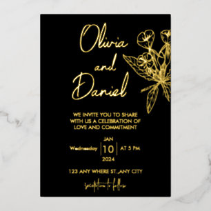 Black and Gold wedding invitation cards 