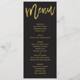 Black And Gold Wedding Menu Personalized