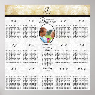 Black and Gold Wedding Photo Seating Chart