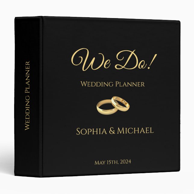Black and Gold- Wedding-Planner Binder (Front/Spine)