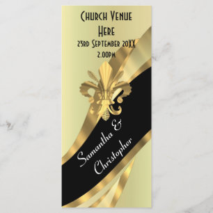 Black and gold wedding program