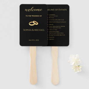 Black and Gold-Wedding Program- Hand Fan