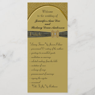 Black and Gold Wedding Program Rack Card