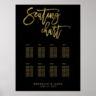 Black And Gold Wedding Seating Chart 18x24