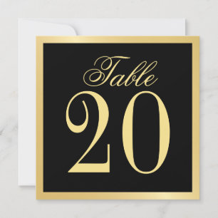 Black and Gold Wedding Square Table Number Card