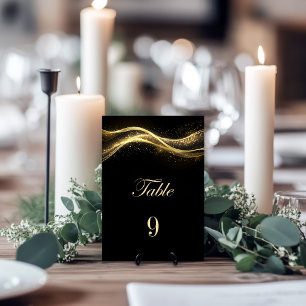 Black and Gold Wedding Table Number