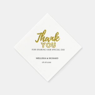 Black And Gold Wedding Thank You Personalized Napkin