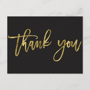 Black And Gold Wedding Thank You Postcards