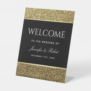 Black and Gold Wedding Welcome Table Sign