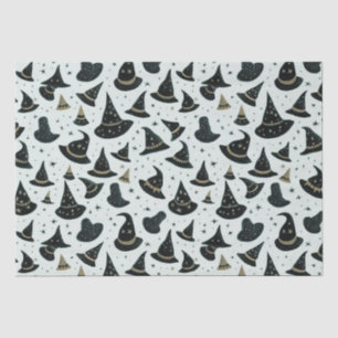 Black and Gold Witch's Hats Stars Green Halloween Tissue Paper