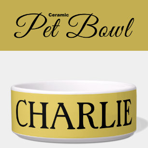 Black and gold with a name cat or dog bowl