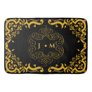 Black and Gold with decorative elements Bath Mat