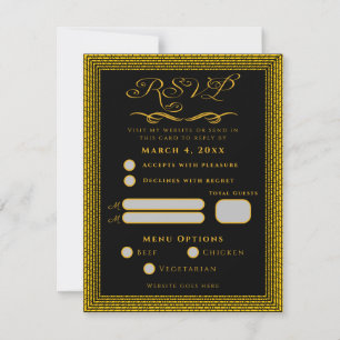 Black and Gold with decorative elements  RSVP Card