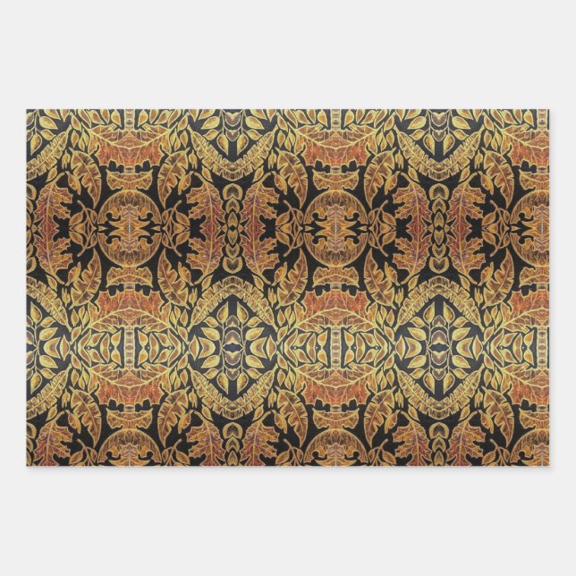 Black and Gold Wrapping Paper Sheet Set (Front)