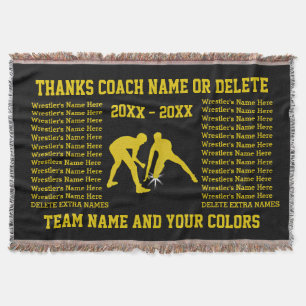 Black and Gold Wrestling Coach Gifts, All Players Throw Blanket