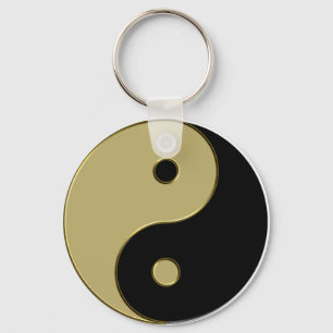 black and gold yin yang keychain