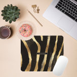 Black and Gold Zebra Print | Monogram Mouse Pad<br><div class="desc">Personalized mouse pads are the answer to a dull desk. Co-workers, teachers & friends will love our mouse pads. Make sure to buy one for yourself to spruce up your work life! Everyone has a computer and mouse pads are a necessity for working on your desktop or laptop! Add your...</div>