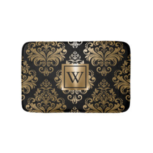 Black and Golden Arabesc Bath Mat