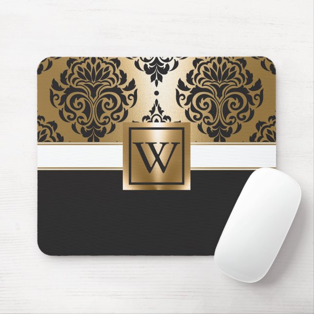 Black and Golden Arabesc Mouse Pad (With Mouse)