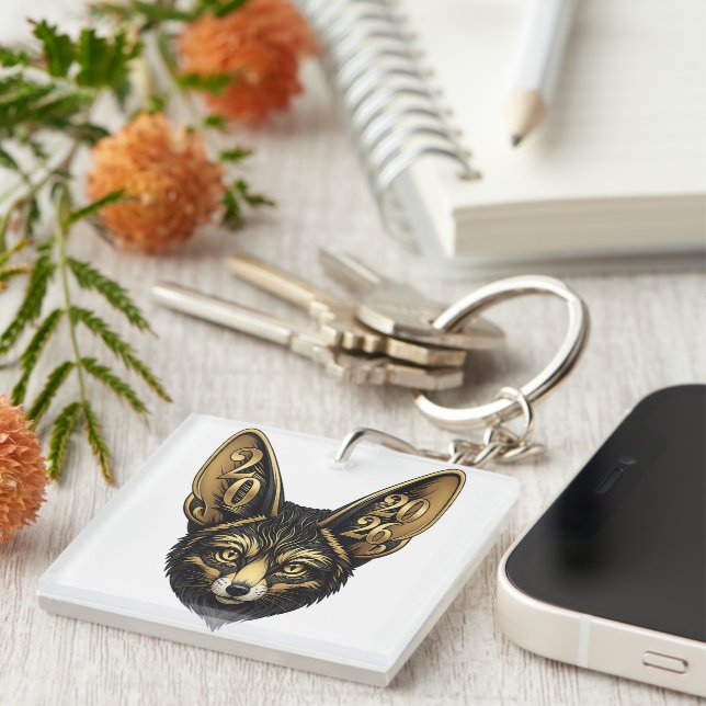 Black and golden art aesthetics year 2026 keychain (Front Right)