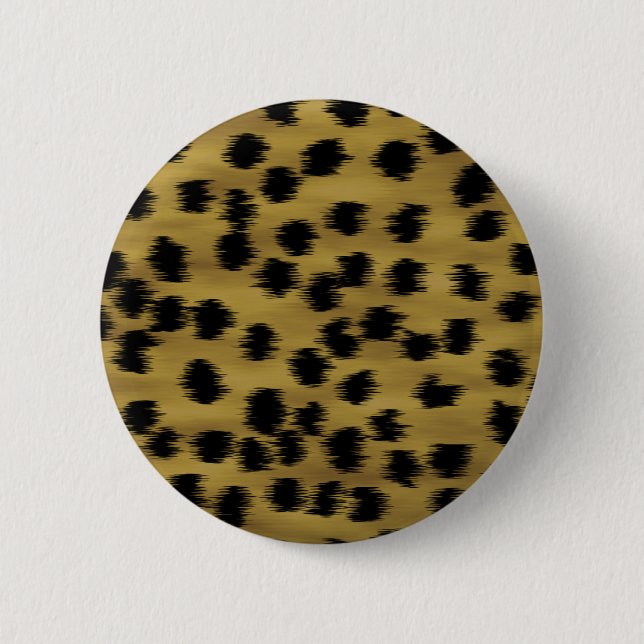Black and Golden Brown Cheetah Print Pattern. 2 Inch Round Button (Front)