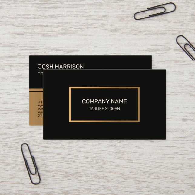Black And Golden Business Card (Front/Back In Situ)