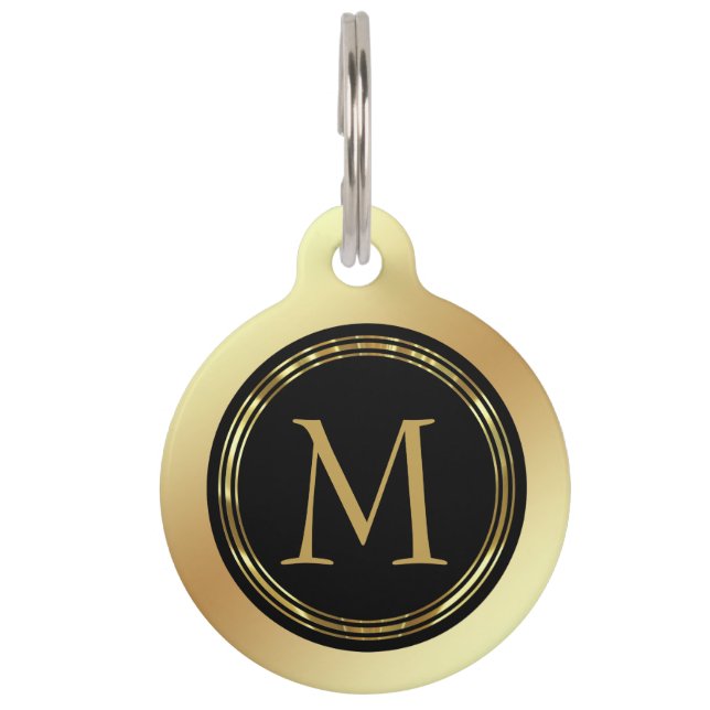 Black And Golden Circles Pet ID Tag (Front)