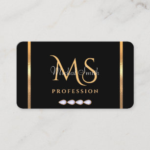 Black and Golden Colours with Diamonds and Initial Business Card
