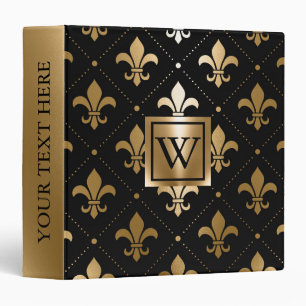 Black and Golden Fleur-de-lis Binder