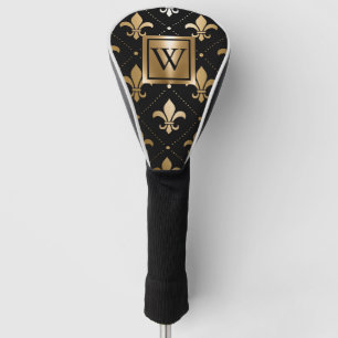 Black and Golden Fleur-de-lis Golf Head Cover