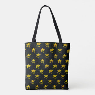Black and Golden Floral  Tote Bag